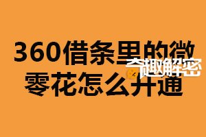 360借条里的微零花怎么开通？五步轻松完成（非常简单）