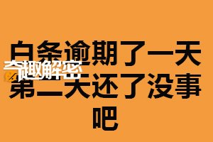 白条逾期了一天第二天还了没事吧？没事（没有较大影响）