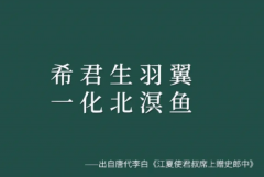 希君生羽翼一化北溟鱼是什么意思?祝人前程似锦(出自李白的诗)