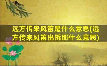 远方传来风笛是什么意思(远方传来风笛出拆那什么意思)