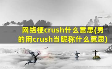 网络梗crush什么意思(男的用crush当昵称什么意思)