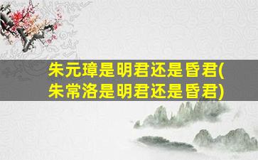 朱元璋是明君还是昏君(朱常洛是明君还是昏君)