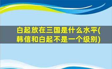 白起放在三国是什么水平(韩信和白起不是一个级别)