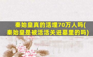 秦始皇真的活埋70万人吗(秦始皇是被活活关进墓里的吗)