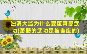 浊清大监为什么要废萧瑟武功(萧瑟的武功是被谁废的)
