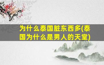 为什么泰国脏东西多(泰国为什么是男人的天堂)