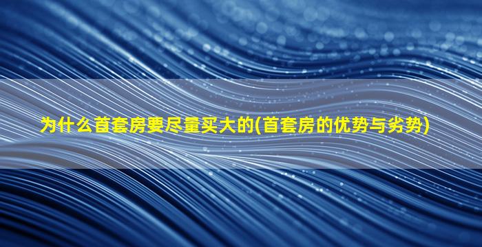 为什么首套房要尽量买大的(首套房的优势与劣势)