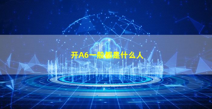开A6一般都是什么人