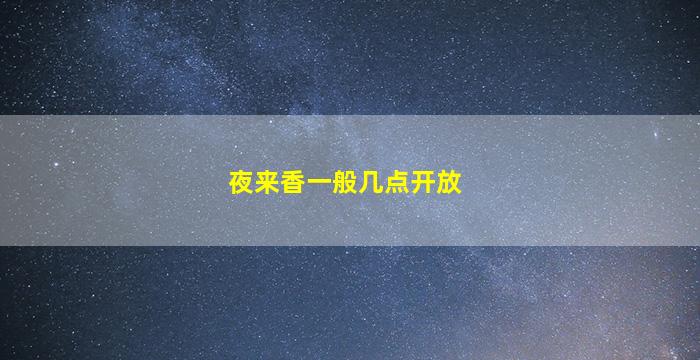 夜来香一般几点开放