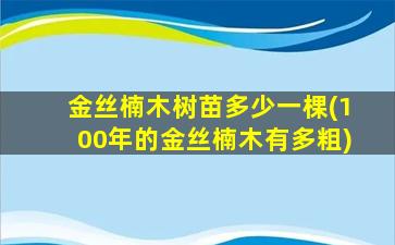 金丝楠木树苗多少一棵(100年的金丝楠木有多粗)