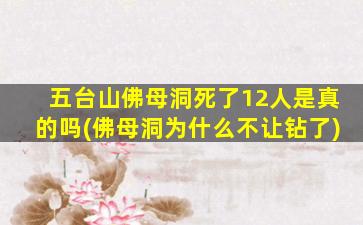 五台山佛母洞死了12人是真的吗(佛母洞为什么不让钻了)