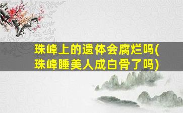 珠峰上的遗体会腐烂吗(珠峰睡美人成白骨了吗)