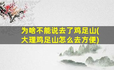 为啥不能说去了鸡足山(大理鸡足山怎么去方便)