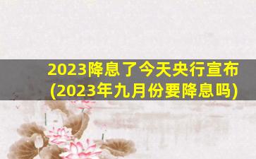 2023降息了今天央行宣布(2023年九月份要降息吗)