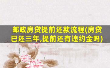 邮政房贷提前还款流程(房贷已还三年,提前还有违约金吗)