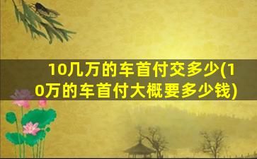 10几万的车首付交多少(10万的车首付大概要多少钱)