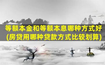 等额本金和等额本息哪种方式好(房贷用哪种贷款方式比较划算)