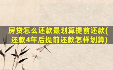 房贷怎么还款最划算提前还款(还款4年后提前还款怎样划算)