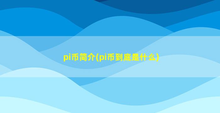 pi币简介(pi币到底是什么)