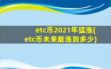 etc币2021年猛涨(etc币未来能涨到多少)