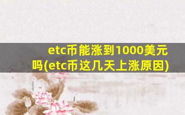 etc币能涨到1000美元吗(etc币这几天上涨原因)