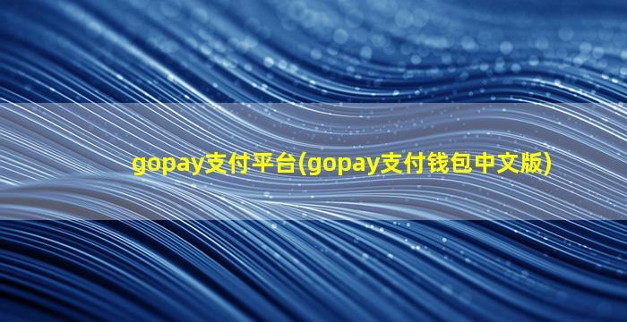 gopay支付平台(gopay支付钱包中文版)