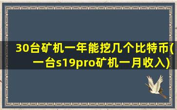 30台矿机一年能挖几个比特币(一台s19pro矿机一月收入)