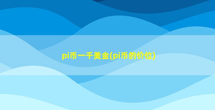 pi币一千美金(pi币的价位)