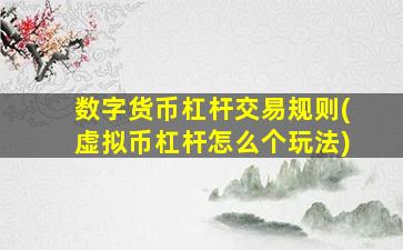 数字货币杠杆交易规则(虚拟币杠杆怎么个玩法)