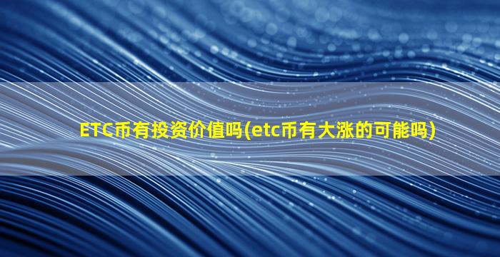 ETC币有投资价值吗(etc币有大涨的可能吗)