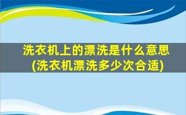 洗衣机上的漂洗是什么意思(洗衣机漂洗多少次合适)