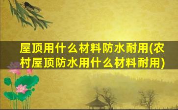 屋顶用什么材料防水耐用(农村屋顶防水用什么材料耐用)