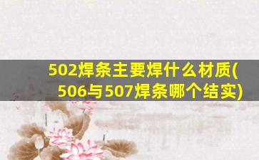 502焊条主要焊什么材质(506与507焊条哪个结实)