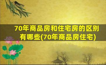70年商品房和住宅房的区别有哪些(70年商品房住宅)