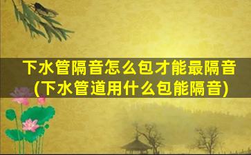 下水管隔音怎么包才能最隔音(下水管道用什么包能隔音)