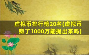 虚拟币排行榜20名(虚拟币赚了1000万能提出来吗)