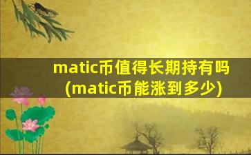 matic币值得长期持有吗(matic币能涨到多少)