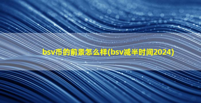 bsv币的前景怎么样(bsv减半时间2024)