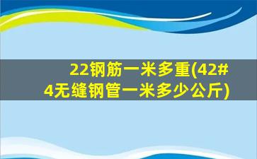 22钢筋一米多重(42#4无缝钢管一米多少公斤)