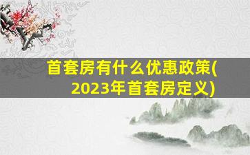 首套房有什么优惠政策(2023年首套房定义)