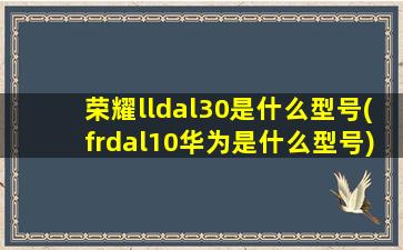 荣耀lldal30是什么型号(frdal10华为是什么型号)