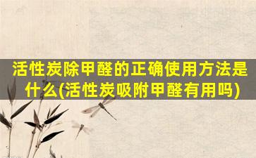 活性炭除甲醛的正确使用方法是什么(活性炭吸附甲醛有用吗)
