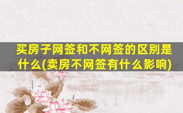 买房子网签和不网签的区别是什么(卖房不网签有什么影响)