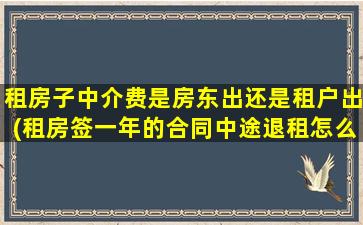 租房子中介费是房东出还是租户出(租房签一年的合同中途退租怎么办)