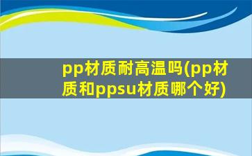 pp材质耐高温吗(pp材质和ppsu材质哪个好)