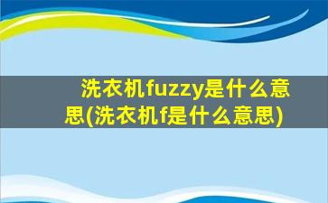 洗衣机fuzzy是什么意思(洗衣机f是什么意思)