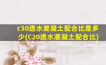 c30透水混凝土配合比是多少(C20透水混凝土配合比)