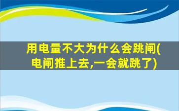 用电量不大为什么会跳闸(电闸推上去,一会就跳了)
