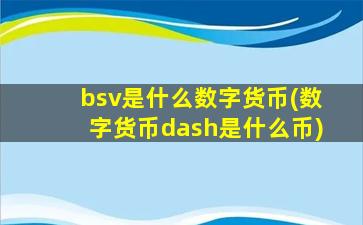 bsv是什么数字货币(数字货币dash是什么币)