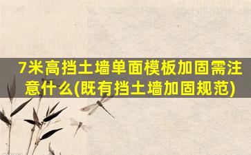 7米高挡土墙单面模板加固需注意什么(既有挡土墙加固规范)